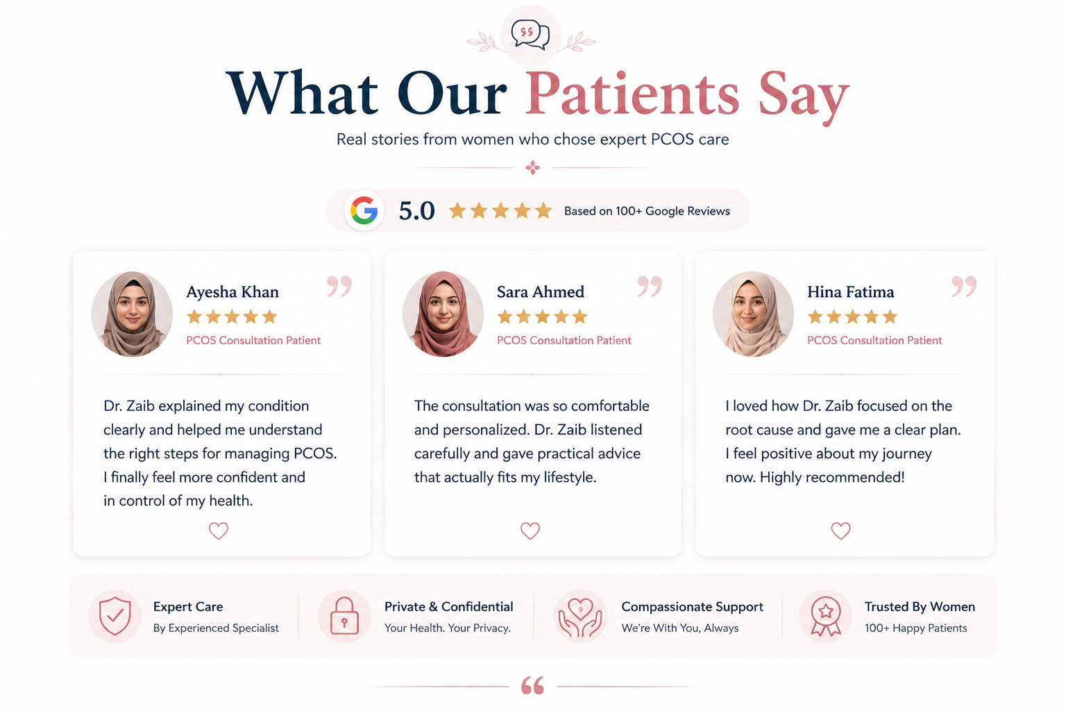Patient testimonials about personalised PCOS care
